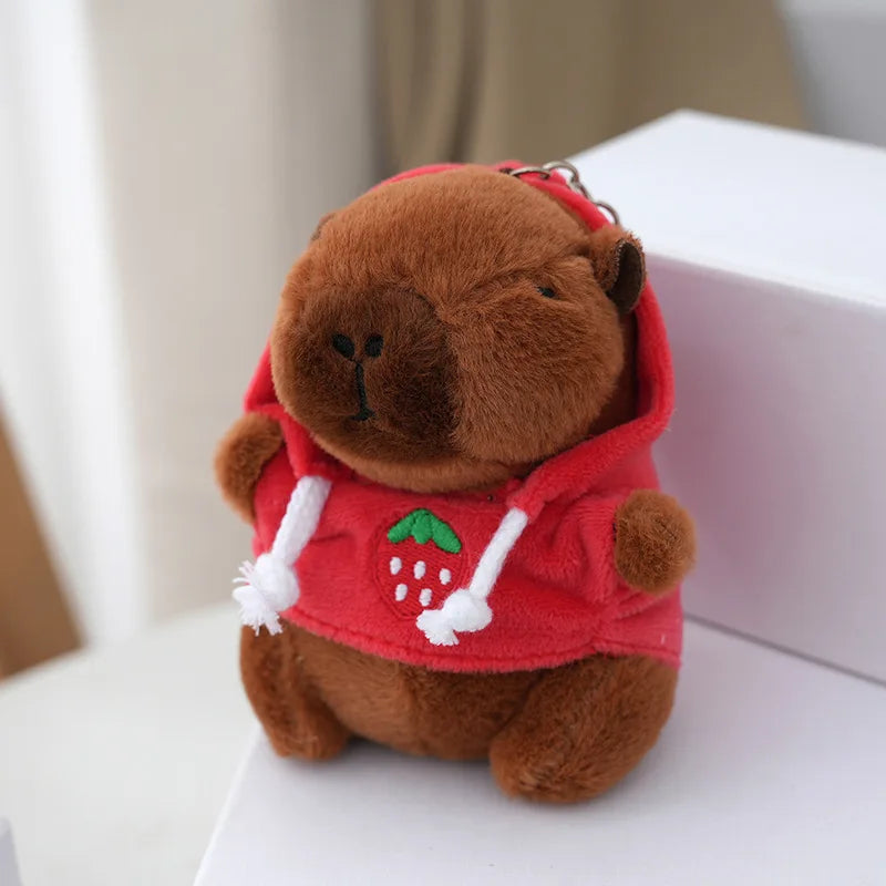 Capybara keychain mini plush with hoodie