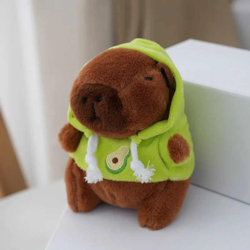 Capybara keychain mini plush with hoodie