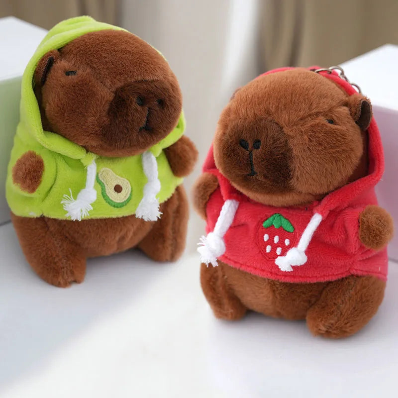 Capybara keychain mini plush with hoodie