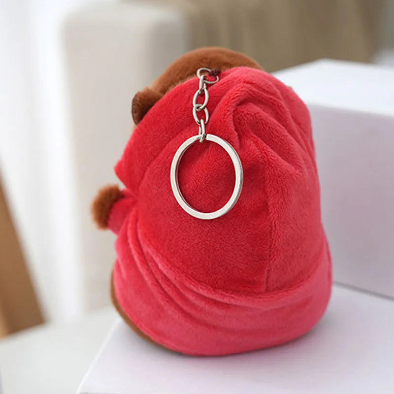 Capybara keychain mini plush with hoodie