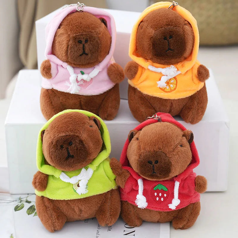 Capybara keychain mini plush with hoodie