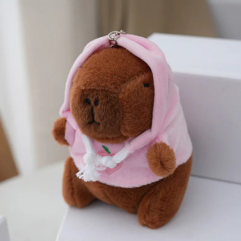 Capybara keychain mini plush with hoodie